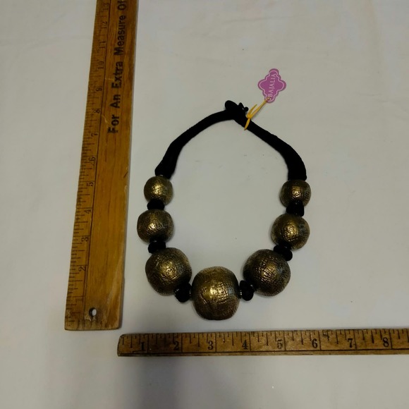 Iris Apfel & Bajalia Silver Tone Metal HUGE Round Bead Chunky Statement Necklace - Picture 5 of 10